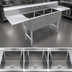 Thumbnail image #3 for Steel Works Stainless 96-Inch Three-Compartment Sink with Left and Right Drainboards
