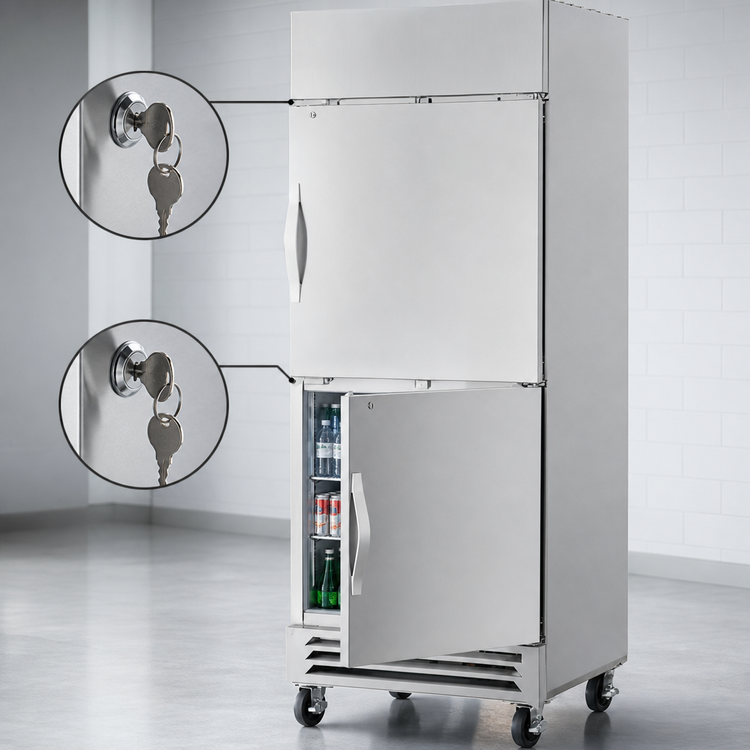 Product image #3 for Beverage-Air Horizon Series One-Section Reach-In Refrigerator, 23.32 Cu. Ft., Two Right-Hand Solid Half Doors, Stainless Steel, Bottom-Mounted Self-Contained