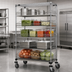 Thumbnail image #3 for Quantum 60 Inch Wide Post Basket Cart with 5 Baskets, 1 Wire Shelf, and 1 Solid Shelf