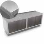 Thumbnail image #3 for John Boos 4CO6R1.5-36120 Stainless Steel Open-Front Cabinet Base Work Table, 120"W x 36"D, 16-Gauge Type 300 Top, 1-1/2" Rear Riser
