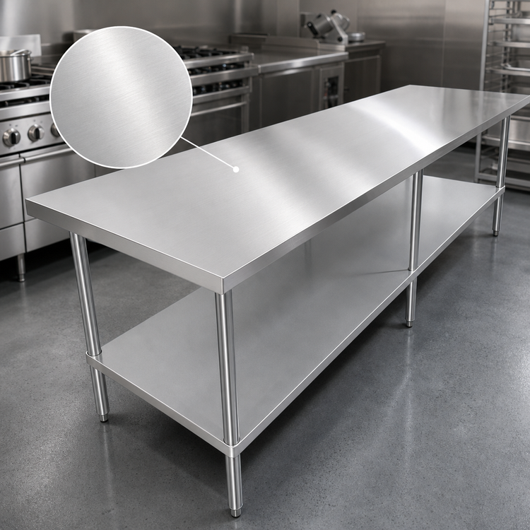 Product image #3 for Sapphire 120" x 14" Stainless Steel Flat Top Work Table with Galvanized Legs and Undershelf