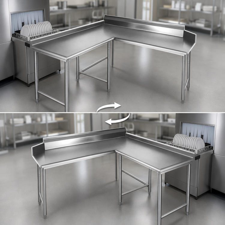 Product image #3 for Eagle Group Island-Design Clean Dish Table, 60-Inch Length, 30-Inch Working Depth, 16-Gauge 430 Stainless Steel
