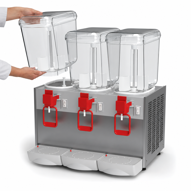 Product image #3 for Trento Ugolini Arctic Deluxe 3-Bowl Countertop Chilled Juice Dispenser, 5.3 Gallon Bowls, 115V