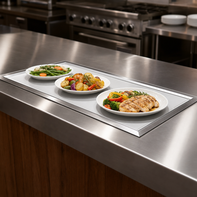 Product image #3 for Vollrath 26-Inch Recessed Drop-In Heated Shelf with Dual Warming Zones, Stainless Steel, 120V