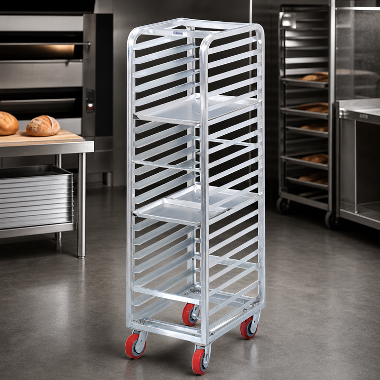 Product image #3 for Lifetime Tough Extra Heavy-Duty Aluminum End-Load Bun Pan Rack with Casters, 15-Pan Capacity