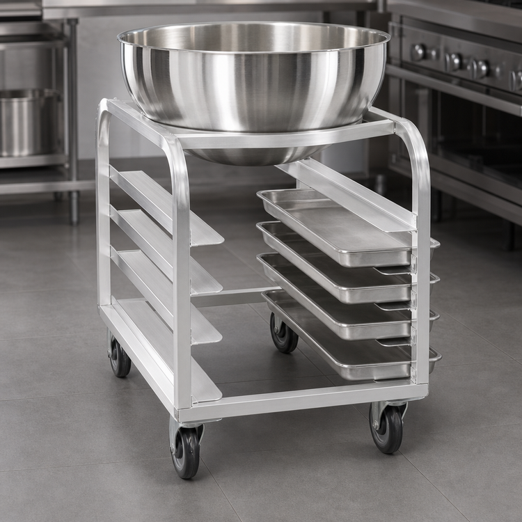 Product image #4 for New Age Mixing Bowl Dolly for 30 Qt Bowl with 4 Full-Size Pan Storage