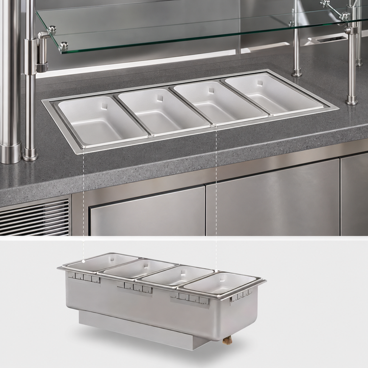 Product image #3 for Hatco HWBL-43D Drop-In Rectangular Heated Well with Drain, 4 x 1/3 Size Pan Capacity