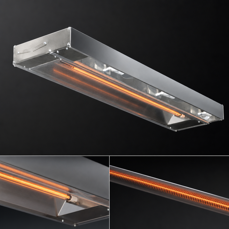 Product image #3 for RedHots 66 Inch Single Rod-Type High-Watt Lighted Remote Strip Heat Lamp, 208V