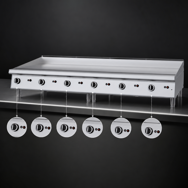 Product image #3 for Garland 72-Inch Heavy-Duty Countertop Gas Griddle, Manual Hi-Lo Controls, 1-Inch Smooth Steel Plate