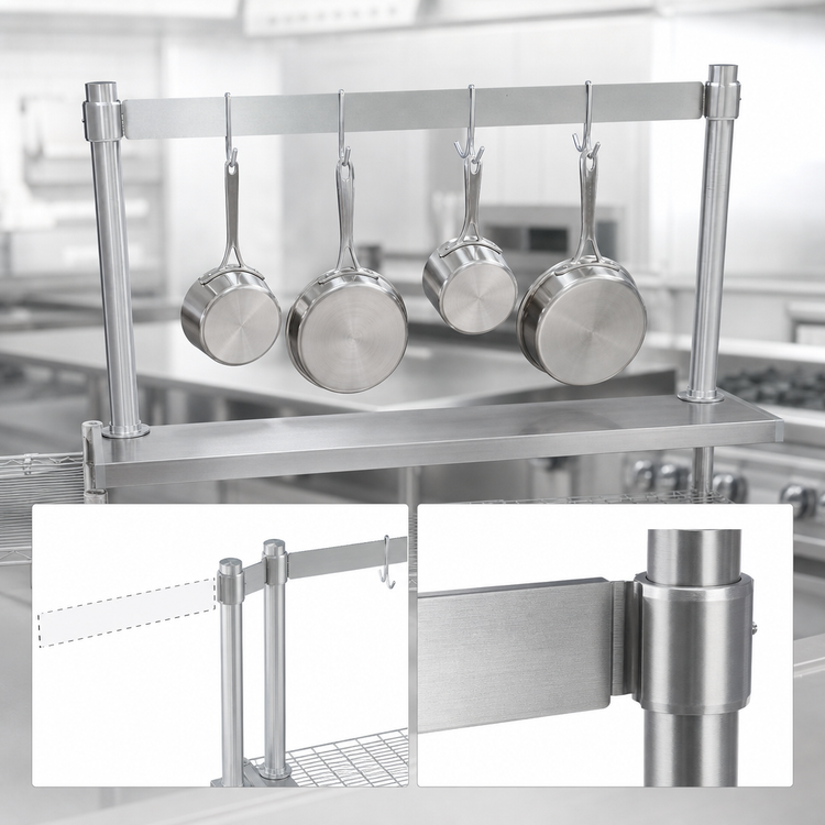 Product image #3 for 48-Inch Table-Mounted Pot Rack Add-On Bar