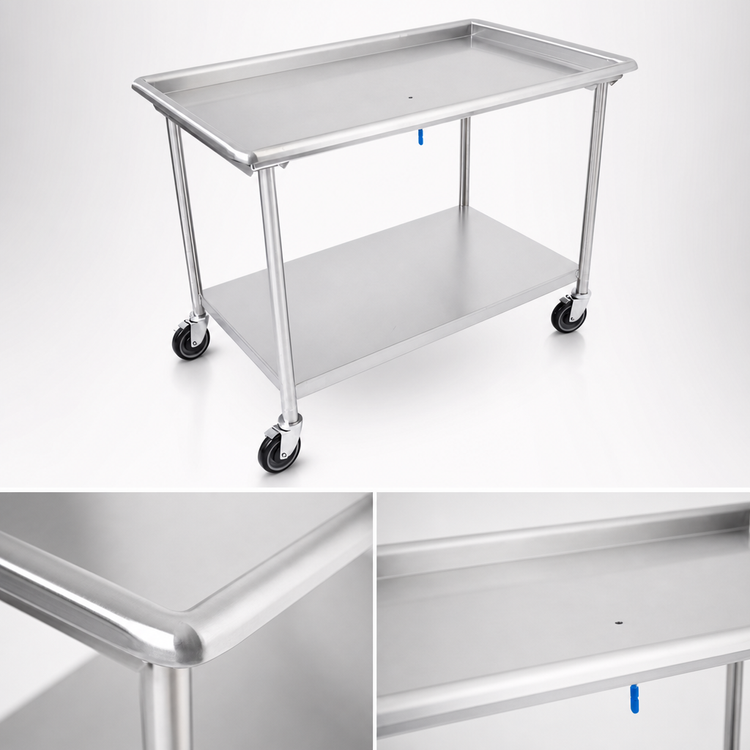 Product image #3 for John Boos 48-7/8" x 30-3/8" Stainless Steel Sorting Table with Open Undershelf Base and Locking Casters