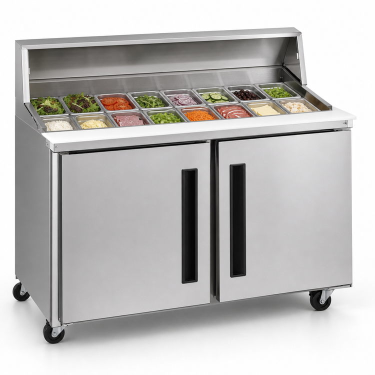 Product image #3 for Centerline by Traulsen Mega Top Reach-In Prep Table Refrigerator, 36 Inch, Two-Section, Right/Right Solid Doors