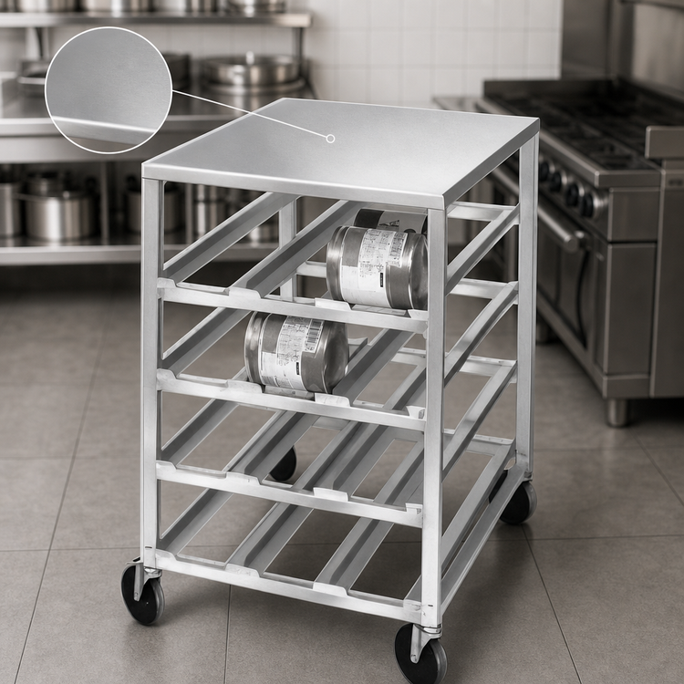 Product image #3 for Half-Size Mobile All-Welded Aluminum Can Rack with Aluminum Top, 72 #10 Can Capacity