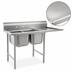 Thumbnail image #3 for Eagle Group 414 Series Two-Compartment Stainless Steel Sink with Right Drainboard, 60-3/4 Inch Wide