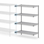 Thumbnail image #3 for Metro Super Erecta AA426C Super Adjustable Add-On Wire Shelving Unit, 30"W x 21"D x 63"H, 4-Shelf, Chrome