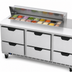 Thumbnail image #4 for Beverage-Air Three-Section Sandwich Top Refrigerated Prep Table with 6 Drawers, 72-Inch, 12-Pan Capacity