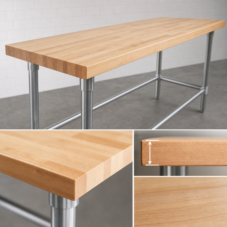 Product image #3 for John Boos SNB05A 108-Inch x 24-Inch Wood Top Work Table with Stainless Steel Base