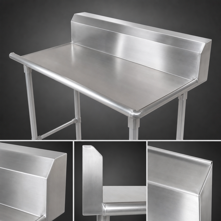 Product image #3 for John Boos Pro-Bowl 96-Inch Straight Clean Dishtable with 10-Inch Boxed Backsplash, 16-Gauge 300 Series Stainless Steel, Left-to-Right