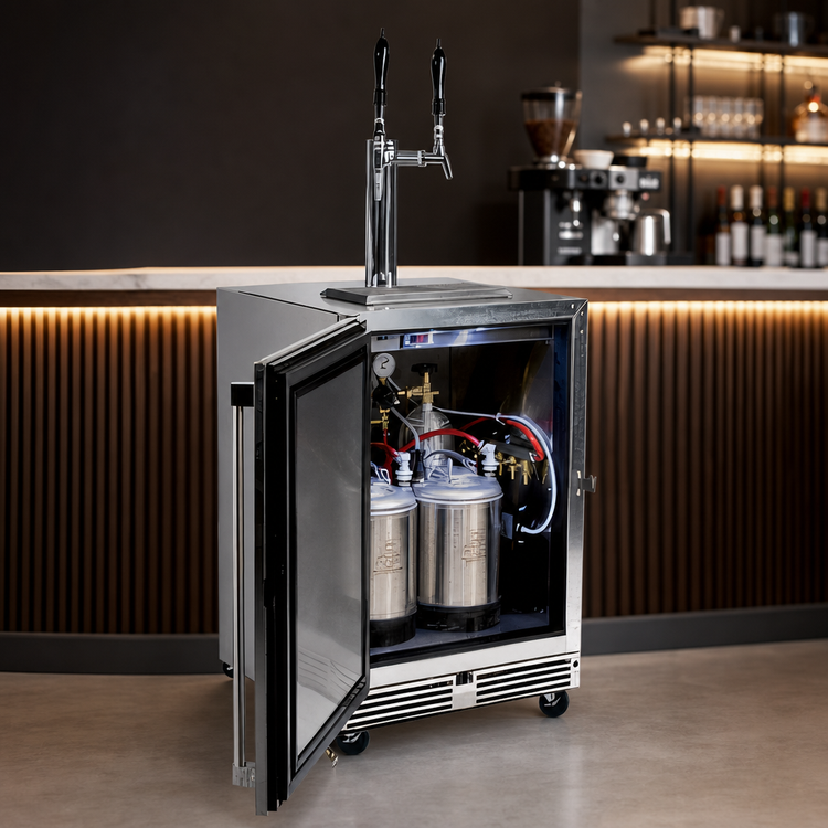 Product image #3 for Perlick Mobile Tap Nitro & Coffee or Wine Refrigerated Beverage Dispenser with 2 Faucets and Casters