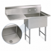 Thumbnail image #3 for BK Resources 1-Compartment Stainless Steel Sink with Left Drainboard, 38-1/2 Inch Wide