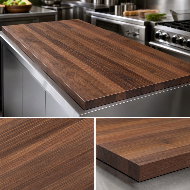 Product image #3 for John Boos Boos Block American Black Walnut Kitchen Countertop, 132 x 42 x 1-1/2 Inch, Varnique Finish