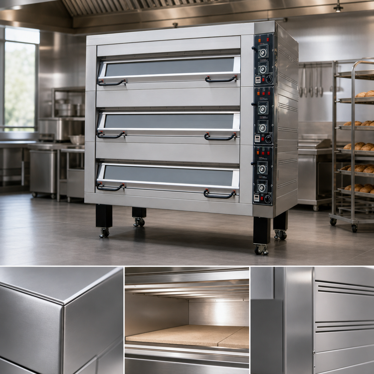Product image #3 for BakeMax Double Deck Electric Artisan Stone Deck Oven, 4 Pan Wide