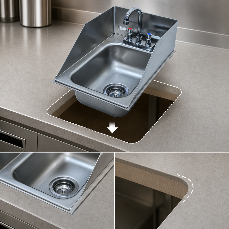 Product image #3 for Advance Tabco Drop-In 1-Compartment Stainless Steel Sink with Gooseneck Faucet and Basket Drain
