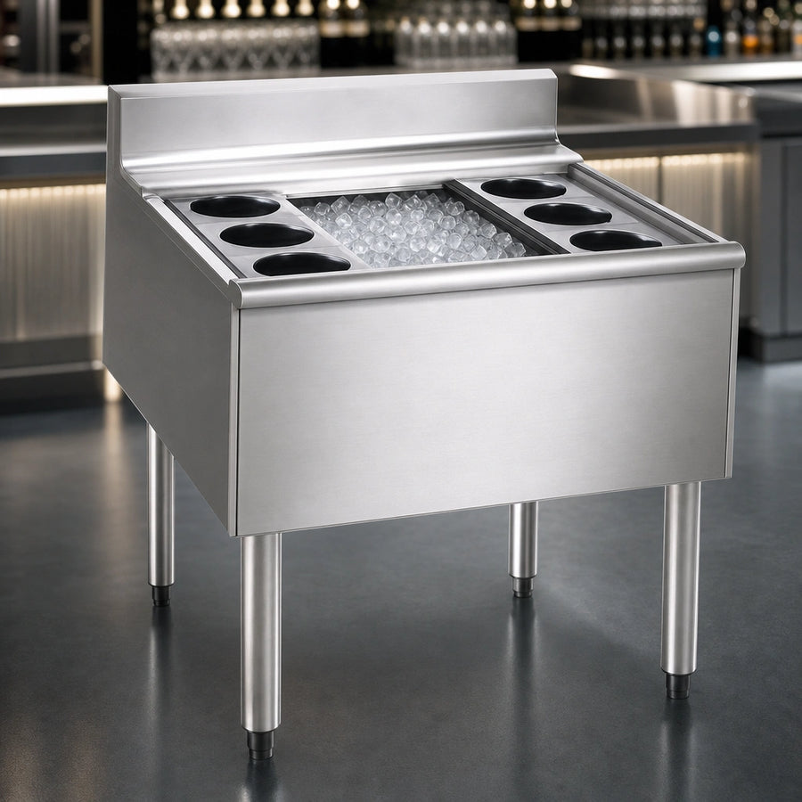 304 Stainless Steel Top, Front, Backsplash, and Ice Bin