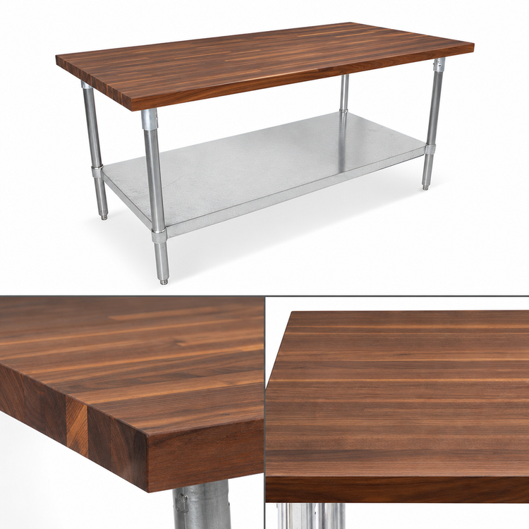 Product image #3 for John Boos American Black Walnut Wood Top Work Table with Adjustable Undershelf, 60 x 30 x 35 Inches
