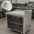 Thumbnail image #3 for Advance Tabco 96-Inch x 36-Inch 304 Stainless Steel Work Table with Open Front Cabinet Base, Mid-Shelf, and 1-1/2-Inch Rear Up-Turn