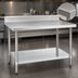 Thumbnail image #3 for Spec-Master Marine Series Stainless Steel Work Table with Backsplash and Galvanized Undershelf, 144 x 24 Inches