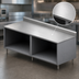 Thumbnail image #3 for BK Resources Stainless Steel Chef Table, 96 x 30 Inches, Open Front Cabinet Base, 5-Inch Riser