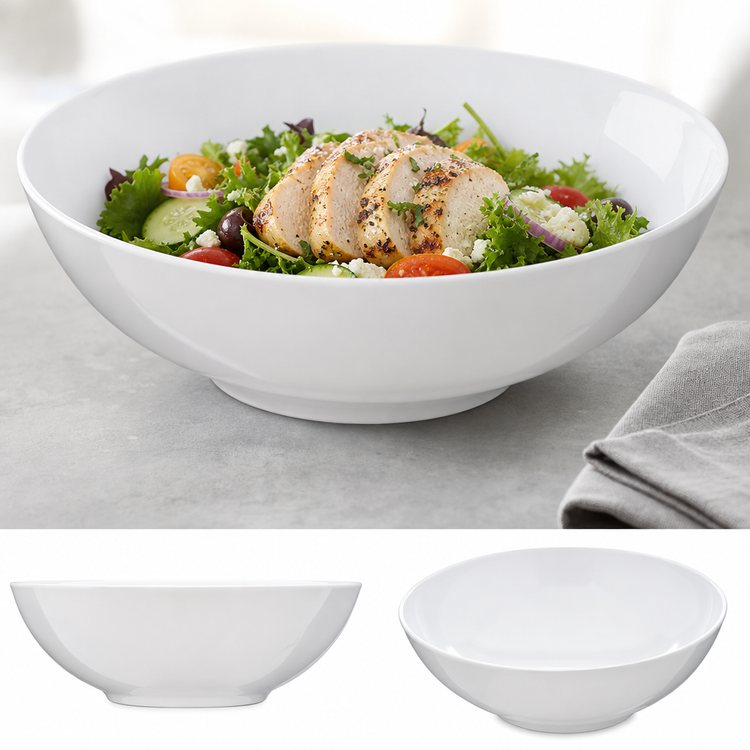 Product image #4 for Epicure® 36 oz 8-Inch White Melamine Round Coupe Chef Salad/Serving Bowl
