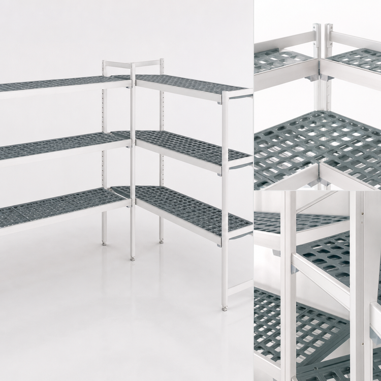 Product image #3 for Fermostock 4-Tier Corner Expansion Polymer Shelving Unit Kit, 66 Inch High x 35 Inch Wide x 14 Inch Deep