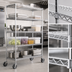 Thumbnail image #3 for Eagle Group 4-Tier 36-Inch W x 21-Inch D Chrome Wire Dolly Truck with 5-Inch Poly Swivel Casters