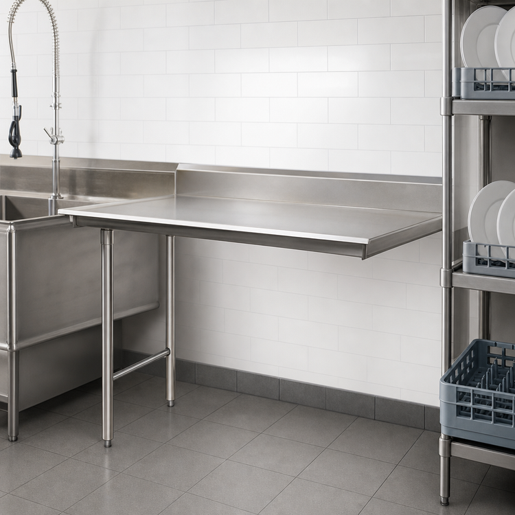 Product image #3 for Eagle Group Straight Clean Dishtable, 96 x 30 Inch, Right-to-Left, 304 Stainless Steel Top