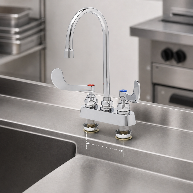 Product image #3 for T&S Brass Deck-Mount Workboard Faucet with 5-3/4-Inch Swivel Gooseneck Spout, 4-Inch Centers