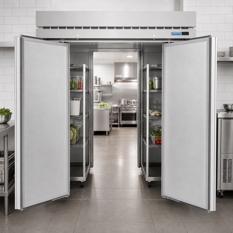 Product image #3 for Hoshizaki Steelheart Two-Section Roll-Thru Refrigerator with Four Locking Solid Hinged Doors, 78.35 Cu. Ft.