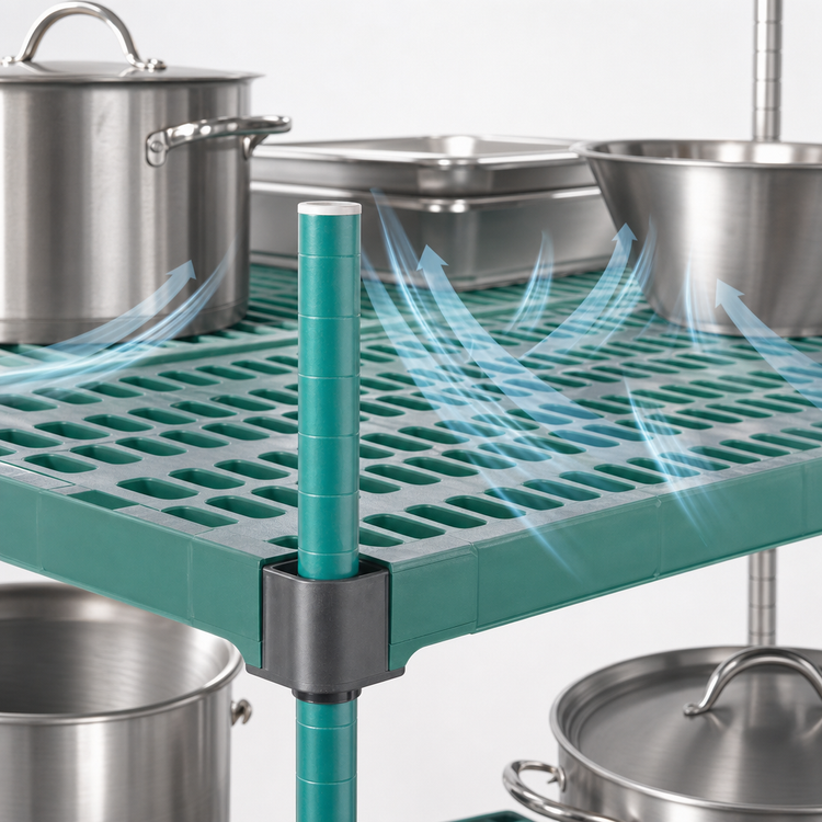 Product image #3 for QuadPlus Vented Polymer Shelf Mat with MicroGARD Antimicrobial Protection, 60 x 24 Inches, Green