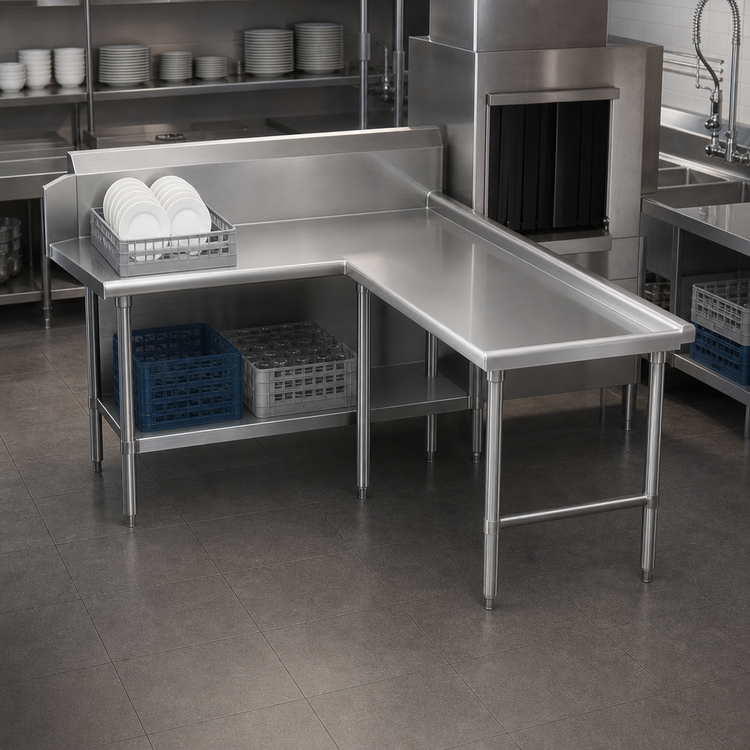 Product image #3 for John Boos Pro-Bowl L-Shaped Island Clean Dishtable, Left-to-Right Operation
