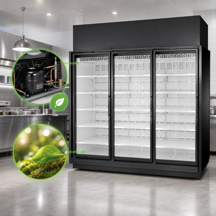 Product image #3 for True TRM3M 3-Section Medium Temperature Glass Door Refrigerated Merchandiser, Black Exterior/White Interior, Self-Contained