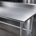 Thumbnail image #3 for Advance Tabco 144 Inch x 30 Inch 16-Gauge 430 Stainless Steel Work Table with 5 Inch Backsplash and Galvanized Open Base
