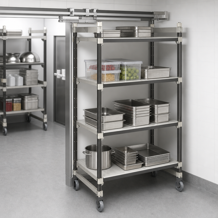 Product image #3 for Camshelving Elements XTRA Series High Density Top Rail 4-Shelf Solid Mobile Starter Unit, 24 x 60 x 80 Inches, Speckled Gray