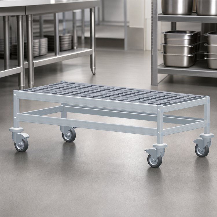 Product image #3 for Fermostock Mobile Louvered Aluminum Dunnage Rack, 42 x 14 x 17 Inches, 800 lb. Capacity