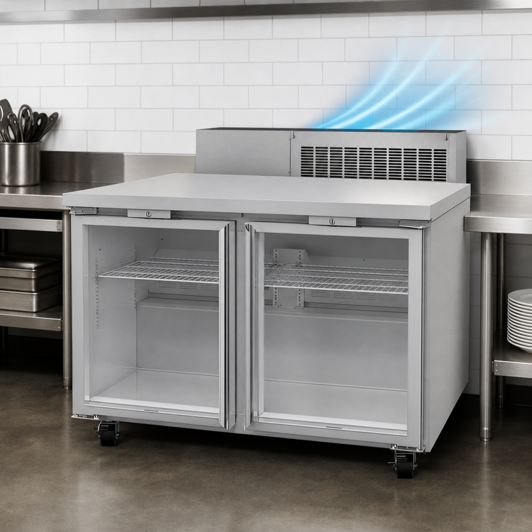 Product image #3 for Hoshizaki Steelheart 48-Inch 2-Section Undercounter Reach-In Refrigerator with Glass Doors