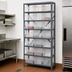 Thumbnail image #3 for Quantum Heavy-Duty Stationary Wire Shelving Unit with 8 Shelves and 21 Clear Bins, 36-Inch Wide x 12-Inch Deep x 75-Inch High