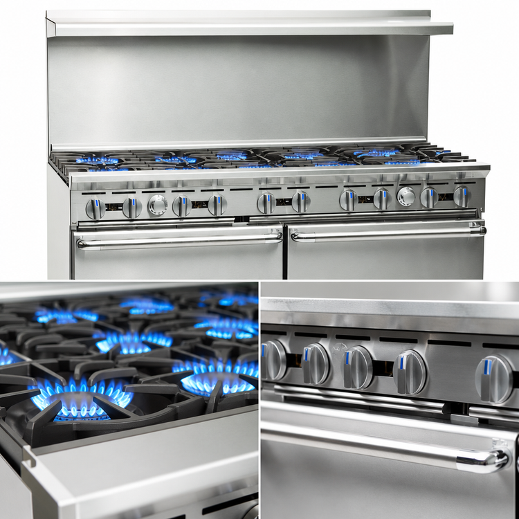 Product image #3 for Imperial Pro Series 60-Inch Gas Restaurant Range with 10 Open Burners and 2 Convection Ovens