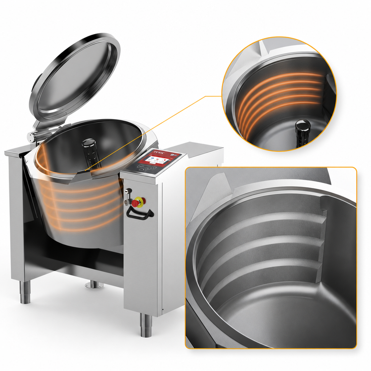 Product image #3 for Cucimix UCBTE018CV1 Electric Tilting Skillet Braising Pan with Automatic Mixer, 18 Gallon