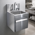 Thumbnail image #3 for Glastender Wall-Mount Stainless Steel Hand Sink with Faucet, Soap Dispenser, and C-Fold Towel Dispenser, 14 x 15 Inches