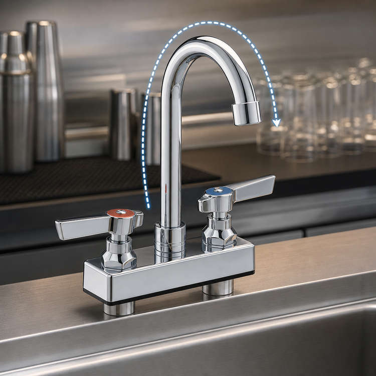 Product image #3 for Vollrath 2612 Gooseneck Deck Mounted Bar Faucet, 4-Inch Centers